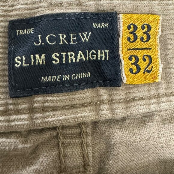 J Crew Corduroy Pants Men's 33x32 Brown Khaki Slim Straight 5-Pocket Preppy - Picture 2 of 6